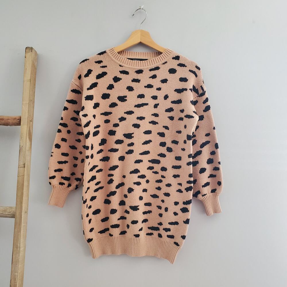 Yibock Tan Soft Animal Print Sweater Size L